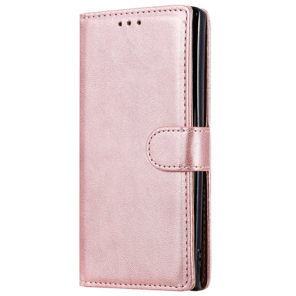 For Galaxy Note 10 Solid Color Horizontal Flip Protective Case with Holder & Card Slots & Wallet & Photo Frame & Lanyard(Rose Gold)