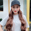 Hat Big Curve Wig One-piece Long Curly Chemical Fiber Headgear for Women(Thin Rattan Color)