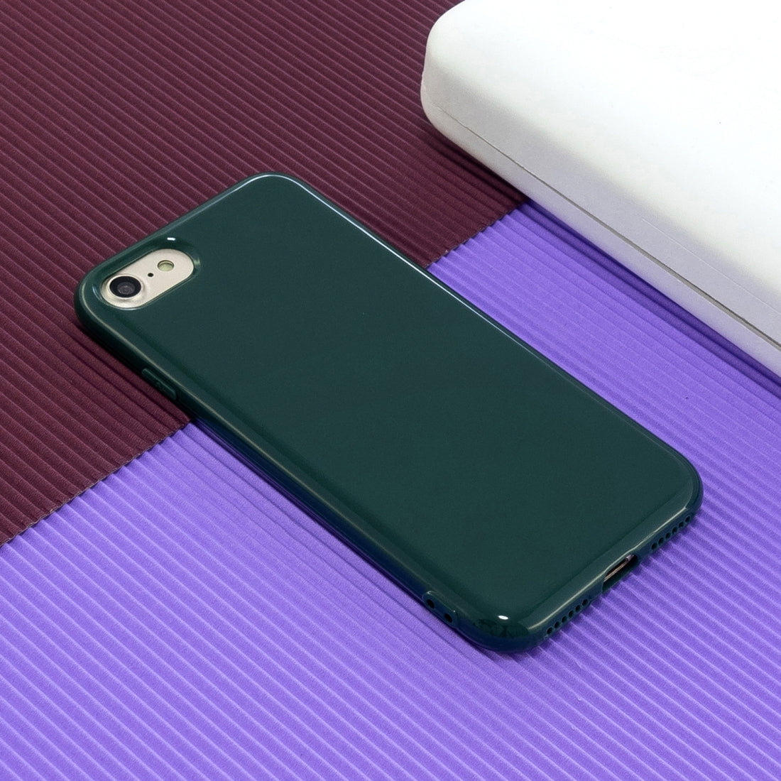 For iPhone 8 / 7 2.0mm Thick TPU Candy Color Protective Case(Dark Green)