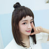 Rose Net Choppy Bangs Shoulder-length Wig Full Headgear for Women(Dark Brown)