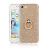 For iPhone 7 / 8 Glittery Powder Shockproof TPU Protective Case with Ring Holder(Gold)