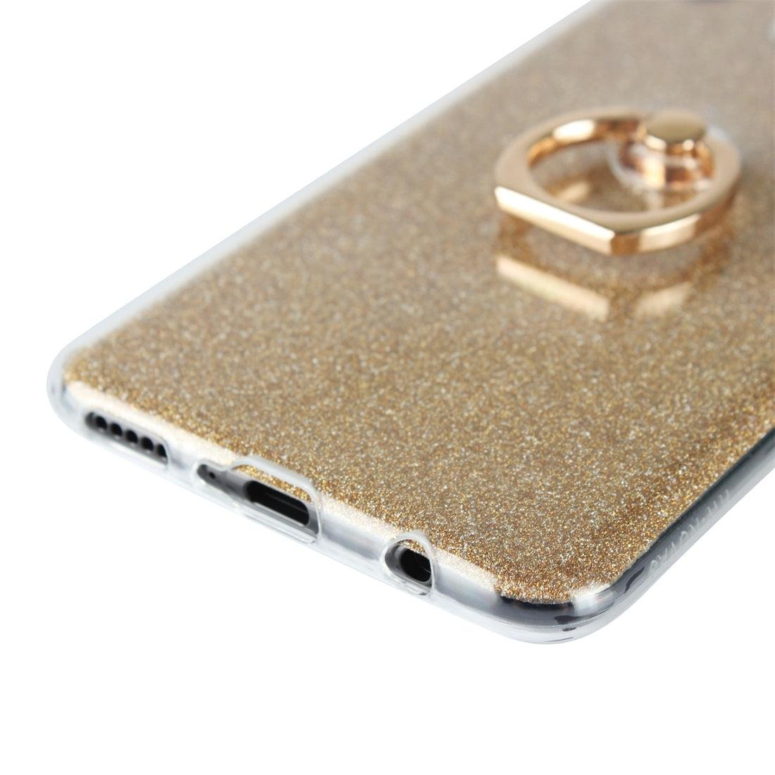 For Huawei nova 3 Glittery Powder Shockproof TPU Protective Case with Ring Holder(Gold)