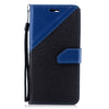 For Sony Xperia XA2 Matching Color Frosted Texture Horizontal Flip PU Leather Case with Holder & Card Slots & Lanyard(Black +Royal Blue)