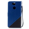 For Sony Xperia XA2 Matching Color Frosted Texture Horizontal Flip PU Leather Case with Holder & Card Slots & Lanyard(Black +Royal Blue)