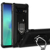 For Galaxy S10+ Carbon Fiber Protective Case with 360 Degree Rotating Ring Holder(Black)