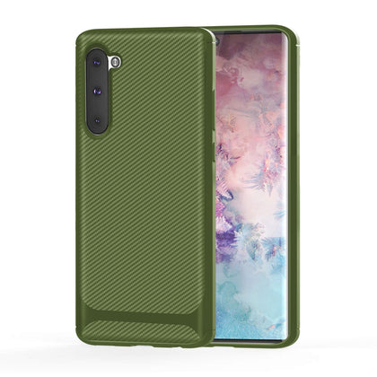 For Galaxy Note 10 Carbon Fiber Texture Shockproof TPU Protective Case(Green)