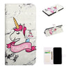 For Galaxy Note 10 Embossed Painted Pattern Left Right Leather case with Stand & Card Slot & Wallet & Photo Frame(Marble Unicorn)
