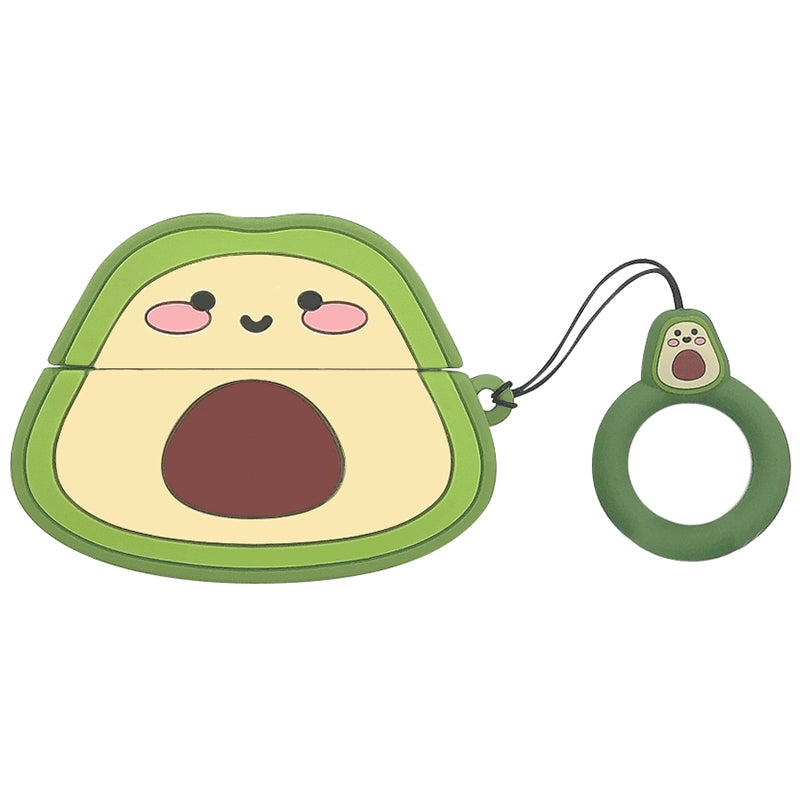 For AirPods Pro Fruit Shaped Silicone Earphone Protective Case with Hanging Ring(Avocado)