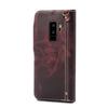 For Galaxy S9 Plus Denior Oil Wax Cowhide Magnetic Button Horizontal Flip Leather Case with Card Slots & Wallet(Dark Red)