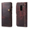 For Galaxy S9 Plus Denior Oil Wax Cowhide Magnetic Button Horizontal Flip Leather Case with Card Slots & Wallet(Dark Red)