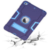 For iPad Mini 5 / 4 / 3 / 2 / 1 Contrast Color Silicone + PC Combination Case with Holder(Navy Blue + Blue)