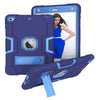 For iPad Mini 5 / 4 / 3 / 2 / 1 Contrast Color Silicone + PC Combination Case with Holder(Navy Blue + Blue)