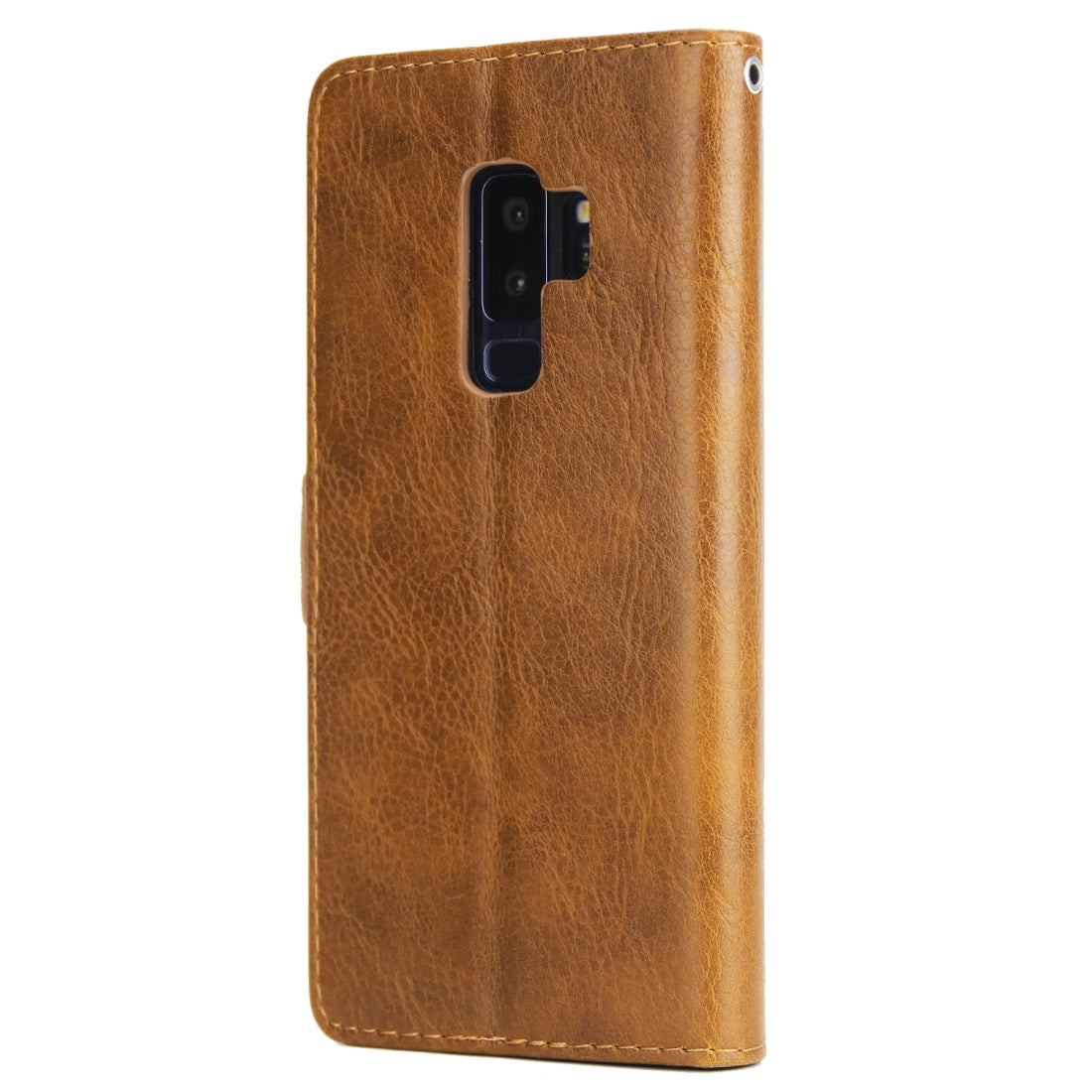 For Galaxy S9+ External Three Card Slots Leather Texture Horizontal Flip TPU + PU Case, with Card Slots & Holder & Wallet(Light Brown)
