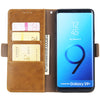 For Galaxy S9+ External Three Card Slots Leather Texture Horizontal Flip TPU + PU Case, with Card Slots & Holder & Wallet(Light Brown)