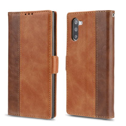 For Galaxy Note10 Retro Texture Contrast Color Splicing Horizontal Flip TPU + PU Leather Case with Card Slots & Holder & Wallet(Brown)