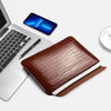 For 16 inch Laptop WIWU Ultra-thin Crocodile Texture Genuine Leather Laptop Sleeve(Brown)