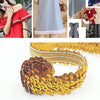 LP000330 Three-row Elastic Connection Sequins Lace Belt DIY Clothing Accessories, Length: 45.72m, Width: 3cm(Laser Gold)