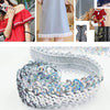 LP000330 Three-row Elastic Connection Sequins Lace Belt DIY Clothing Accessories, Length: 45.72m, Width: 3cm(Laser Silver)