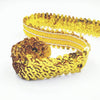 LP000330 Three-row Elastic Connection Sequins Lace Belt DIY Clothing Accessories, Length: 45.72m, Width: 3cm(Yellow and Gold)