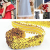 LP000330 Three-row Elastic Connection Sequins Lace Belt DIY Clothing Accessories, Length: 45.72m, Width: 3cm(Yellow and Gold)