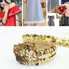 LP000330 Three-row Elastic Connection Sequins Lace Belt DIY Clothing Accessories, Length: 45.72m, Width: 3cm(Gold)