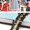 LP000330 Three-row Elastic Connection Sequins Lace Belt DIY Clothing Accessories, Length: 45.72m, Width: 3cm(Black and Gold)