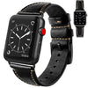 For Apple Watch Series 6 & SE & 5 & 4 40mm / 3 & 2 & 1 38mm Nail Style Leather Retro Wrist Strap(Black)