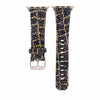 For Apple Watch 5 & 4 44mm / 3 & 2 & 1 42mm Glitter Sequins Leather Replacement Strap Watchband(Black Gold)