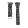 For Apple Watch 5 & 4 44mm / 3 & 2 & 1 42mm Glitter Sequins Leather Replacement Strap Watchband(Black Silver)