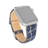 For Apple Watch 5 & 4 44mm / 3 & 2 & 1 42mm Glitter Sequins Leather Replacement Strap Watchband(Blue Gold)
