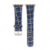 For Apple Watch Series 6 & SE & 5 & 4 40mm / 3 & 2 & 1 38mm Glitter Sequins Leather Replacement Strap Watchband(Blue Gold)