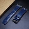 For Apple Watch Series 6 & SE & 5 & 4 40mm / 3 & 2 & 1 38mm Square Tail Retro Crazy Horse Texture Leather Replacement Strap Watchband(Dark Blue)