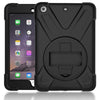 For iPad Mini 3 & 2 & 1 Shockproof Colorful Silicone + PC Protective Case with Holder & Hand Grip Strap(Black)