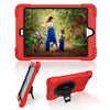 For iPad Mini 3 & 2 & 1 Shockproof Colorful Silicone + PC Protective Case with Holder & Hand Grip Strap(Red)