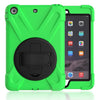 For iPad Mini 3 & 2 & 1 Shockproof Colorful Silicone + PC Protective Case with Holder & Hand Grip Strap(Green)