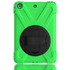 For iPad Mini 3 & 2 & 1 Shockproof Colorful Silicone + PC Protective Case with Holder & Hand Grip Strap(Green)