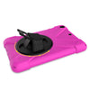 For iPad Mini 3 & 2 & 1 Shockproof Colorful Silicone + PC Protective Case with Holder & Hand Grip Strap(Rose Red)
