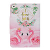 For iPad Mini 4 / 3 / 2 / 1 Painted Pattern Horizontal Flip Leather Case with Holder(Leaves Flamingo)