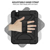 For iPad Air (2020) 10.9 Shockproof PC + Silicone Combination Case with Holder & Hand Strap & Shoulder Strap(Black + Black)