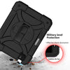 For iPad Air (2020) 10.9 Shockproof PC + Silicone Combination Case with Holder & Hand Strap & Shoulder Strap(Black + Black)