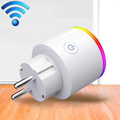 15A WiFi EU Plug Power Adapter Electricity Statistics APP Remote Control Timer Smart Socket, with Alexa & Google Home & RGB Colors