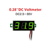 10 PCS 0.28 inch 2 Wires Adjustable Digital Voltage Meter, Color Light Display, Measure Voltage: DC 2.5-30V(Green)