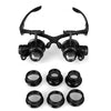10X 15X 20X 25X Double Eye Glasses Lens Jeweler Watch Repair Head Magnifier with 2 LED Lights(Black)