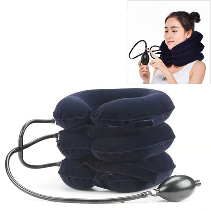 Household Full Cashmere Cervical Traction Instrument Neck Protection Inflatable Cervical Spine Massage Instrument (Black)