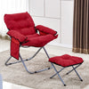 Creative Lazy Folding Sofa Living Room Single Sofa Chair Tatami Lounge Chair with Footrest(Red)