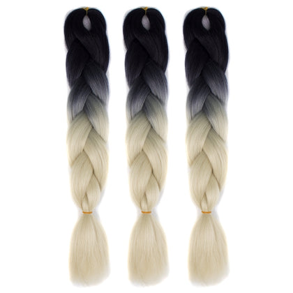 Fashion Color Gradient Individual Braid Wigs Chemical Fiber Big Braids, Length: 60cm(Black+Beige)