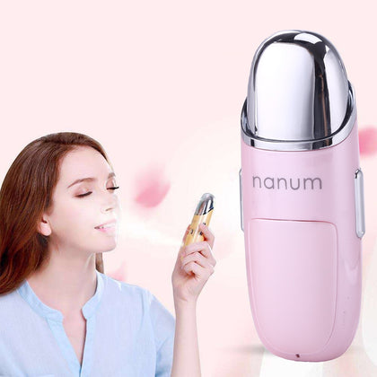 Nanum Facial Beauty Hydrating Massager Mini Skin Care Water Spraying Misting Humidifier(Pink)