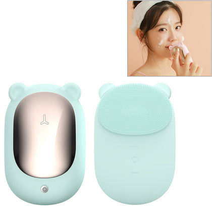 3life-320 2W Cute Bear Portable Electric Sonic Vibration Silicone Facial Wash Brush Cleaner Beauty Massager with Base, DC 5V (Gree