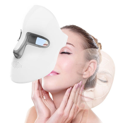 CG-103 3 Color LED Facial Mask Photon Mask Skin Rejuvenation Face Beauty Machine, USB Charging