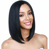 Centre-parted Fluffy Shoulder-length Straight Hair Wig Headgear for Women (Black)